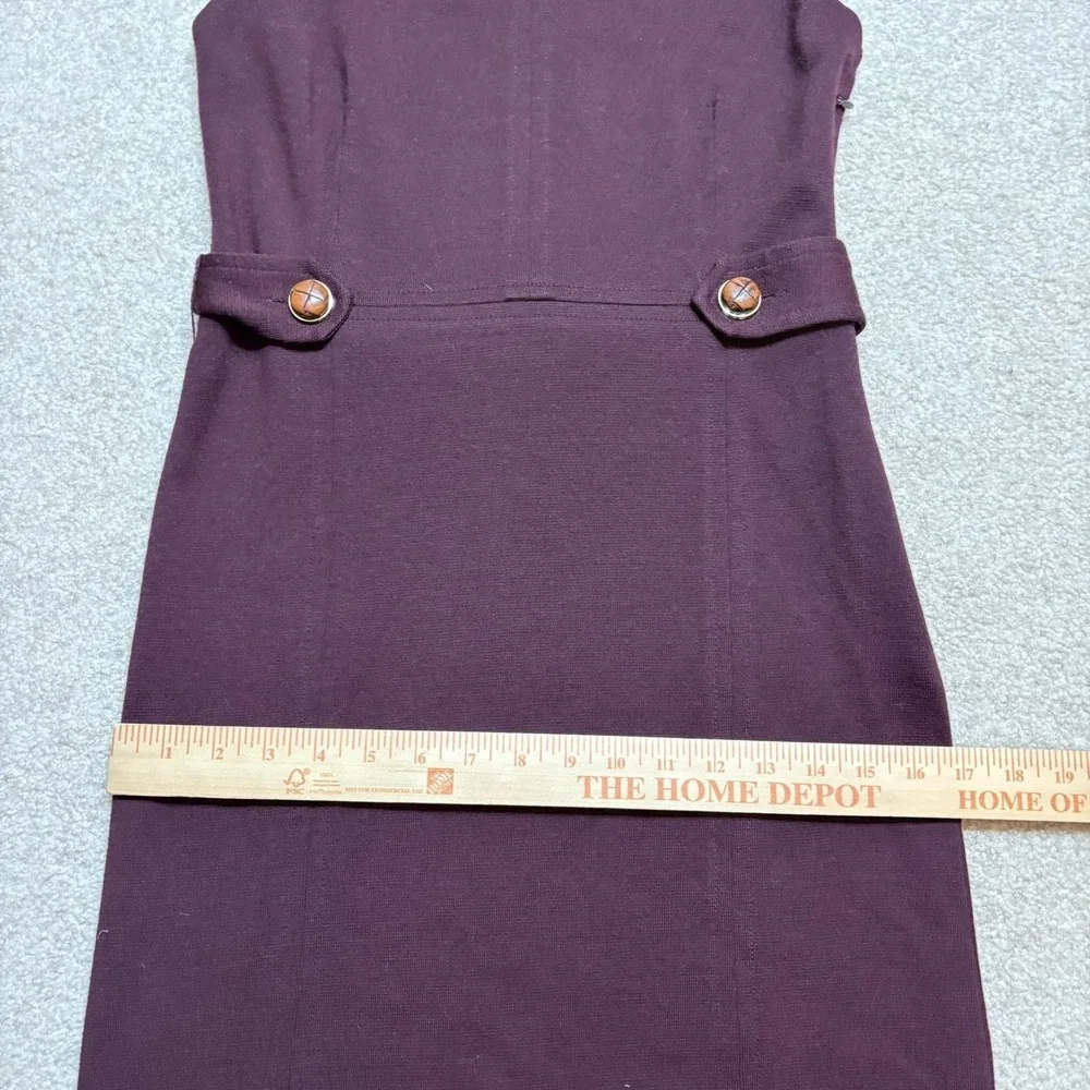 Tory Burch Dress Womens Small Plum Declan Tab Sheath Wool Blend Sleeveless Midi
